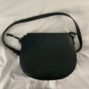 black faux leather crossbody bag